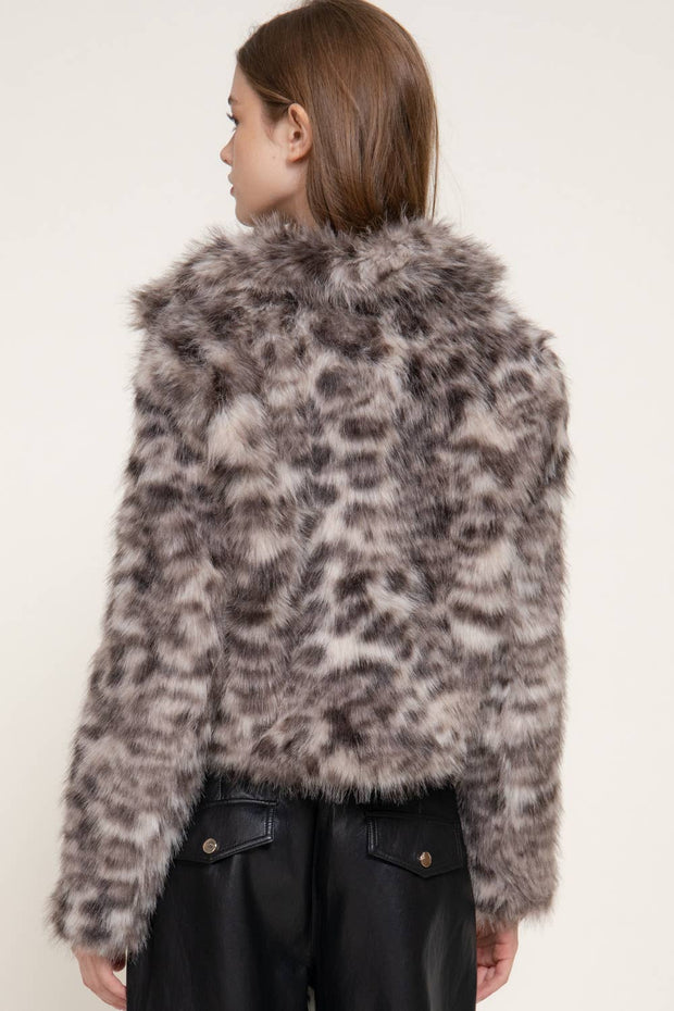 Faux Fur Leopard Jacket, Light