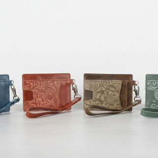 Small ID Wristlet Floral Filigree Leather