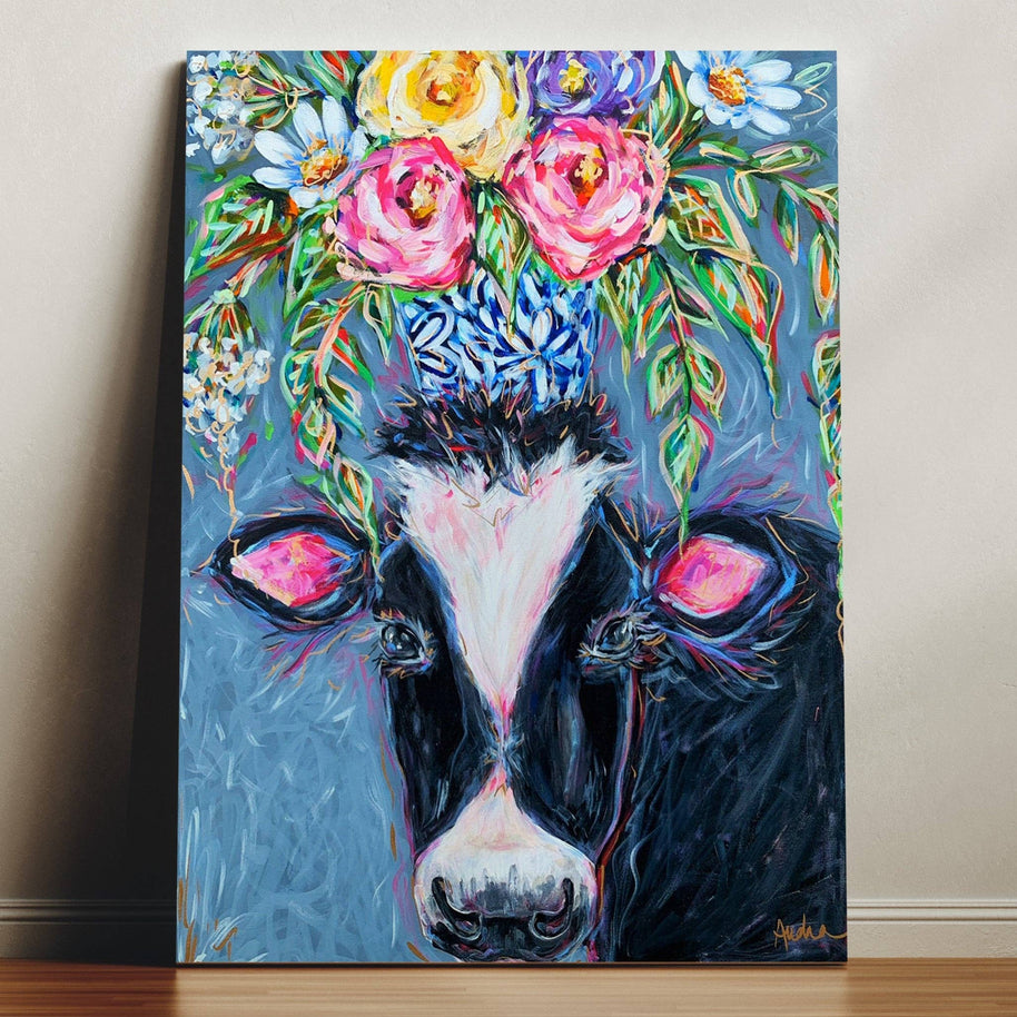 Black and White Cow Canvas Print