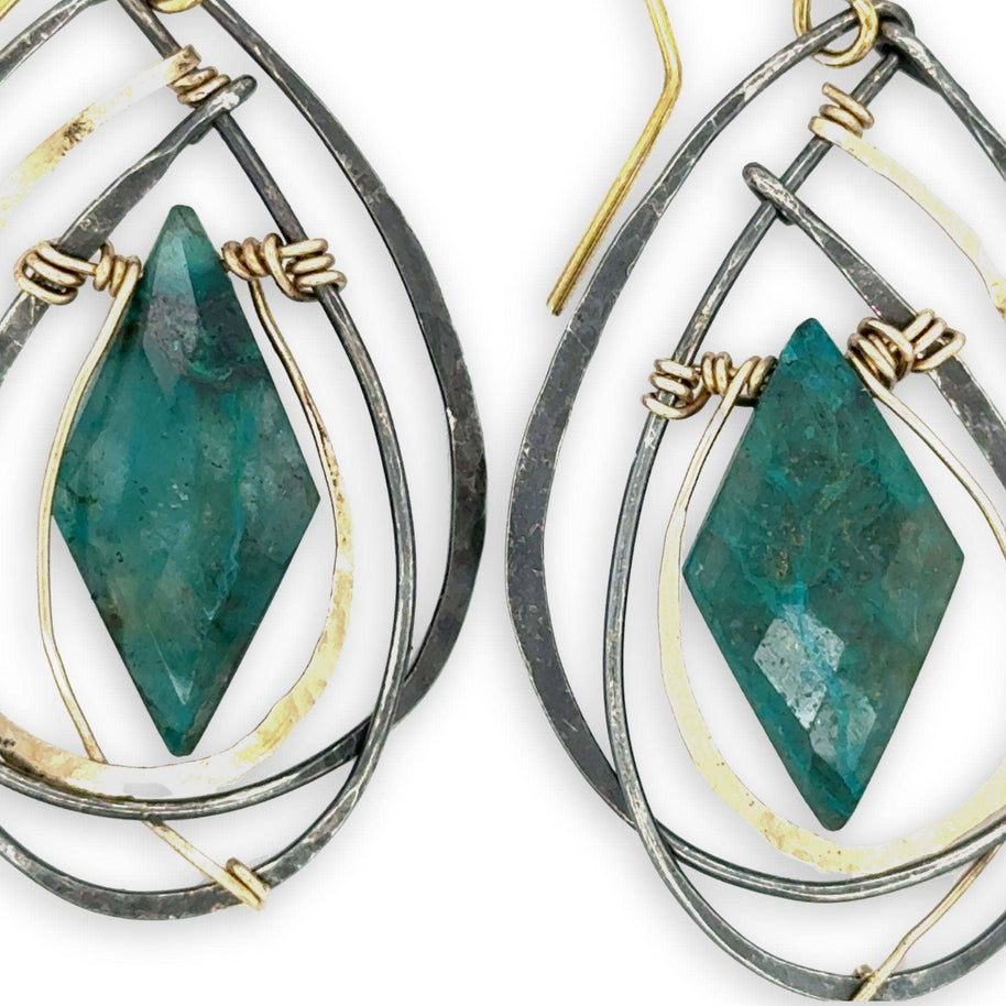 Handmade Chrysocolla Strikes Earrings