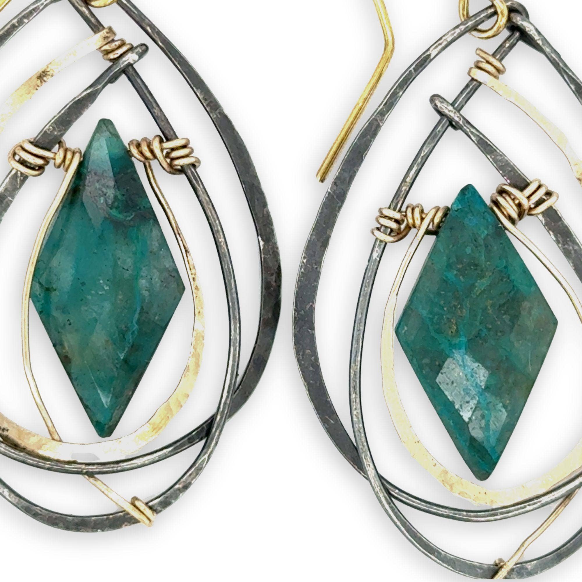 Handmade Chrysocolla Strikes Earrings