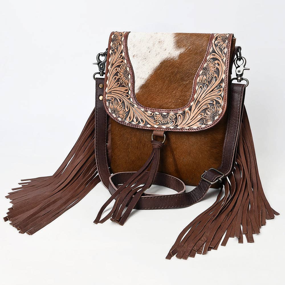 Leather Messenger Purse with Fringe
