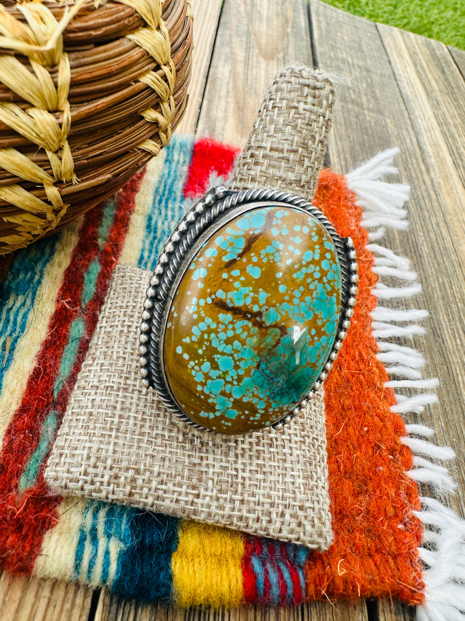 Handcrafted Kingman Web Turquoise & Sterling Silver Adjustable Ring by Sheila Becenti