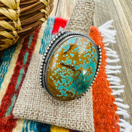 Handcrafted Kingman Web Turquoise & Sterling Silver Adjustable Ring by Sheila Becenti