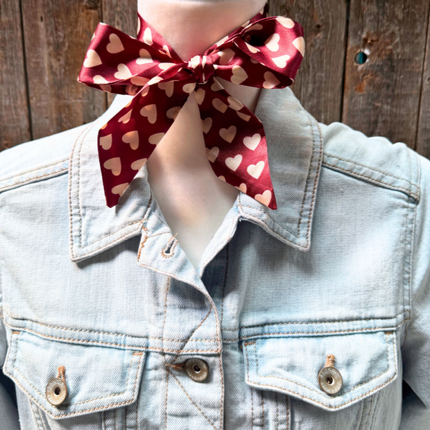 Burgundy and Cream Western Skinny Mini Wild Rag / Cowgirl Necktie #TW334
