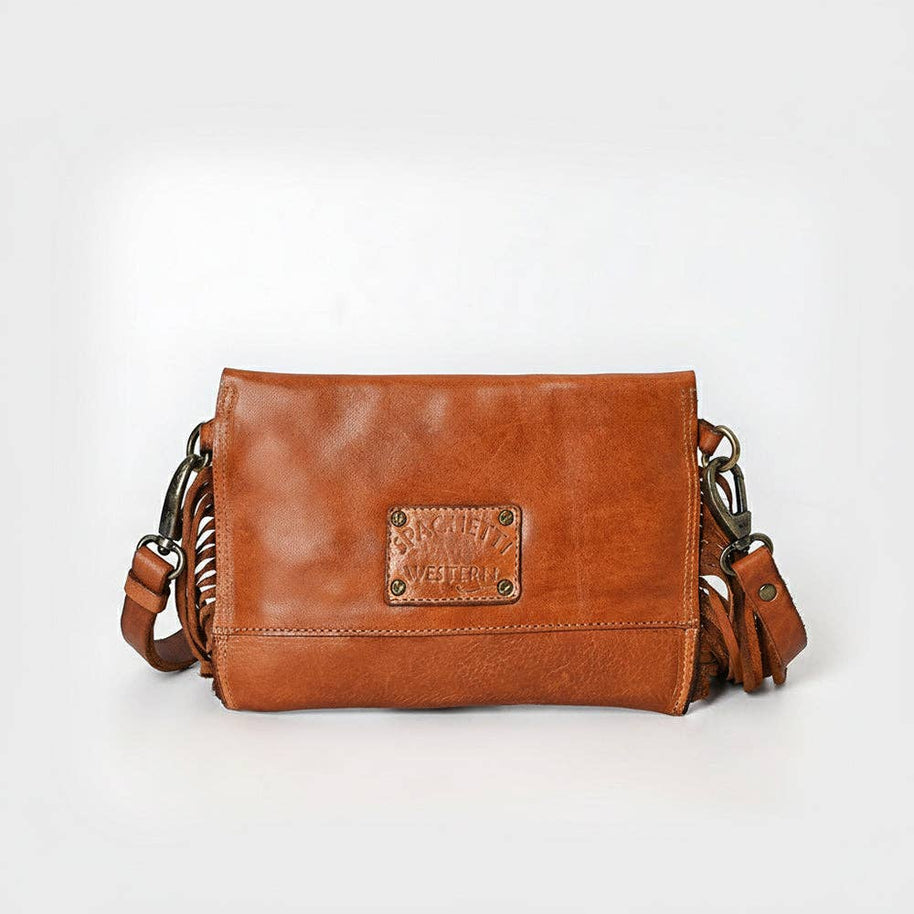 Spaghetti Western Leather & Fringe Envelope Purse, Caramel