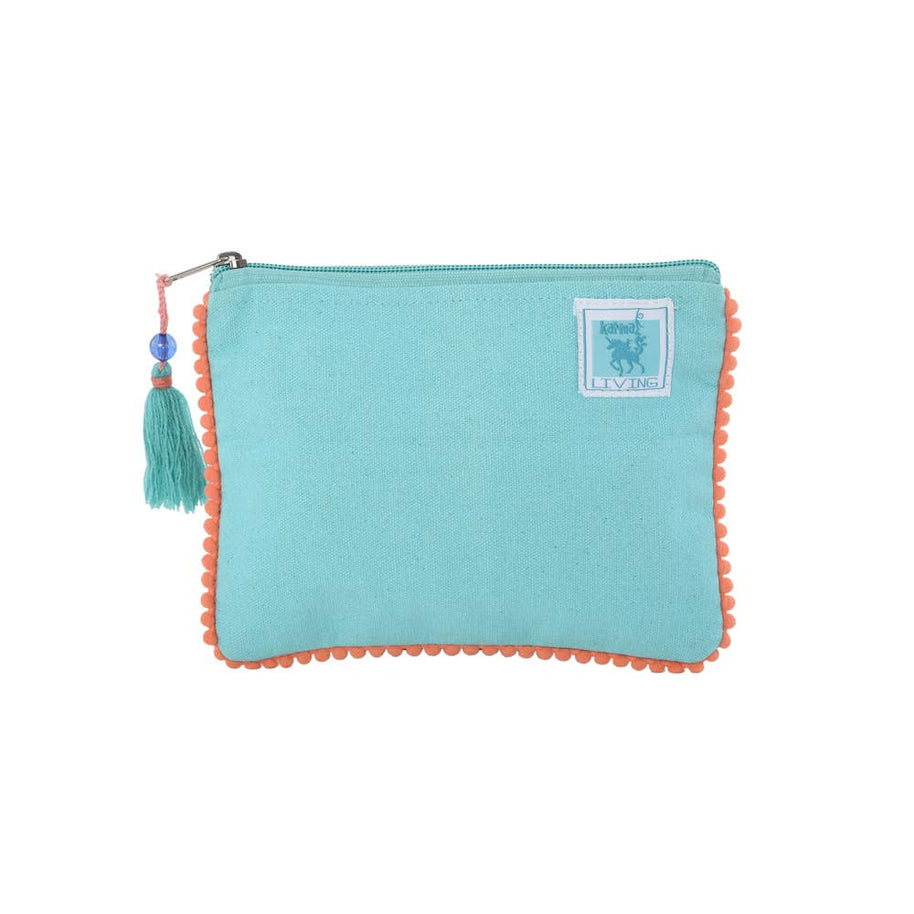 Multi-Pig Aqua Canvas Pouches 6x8