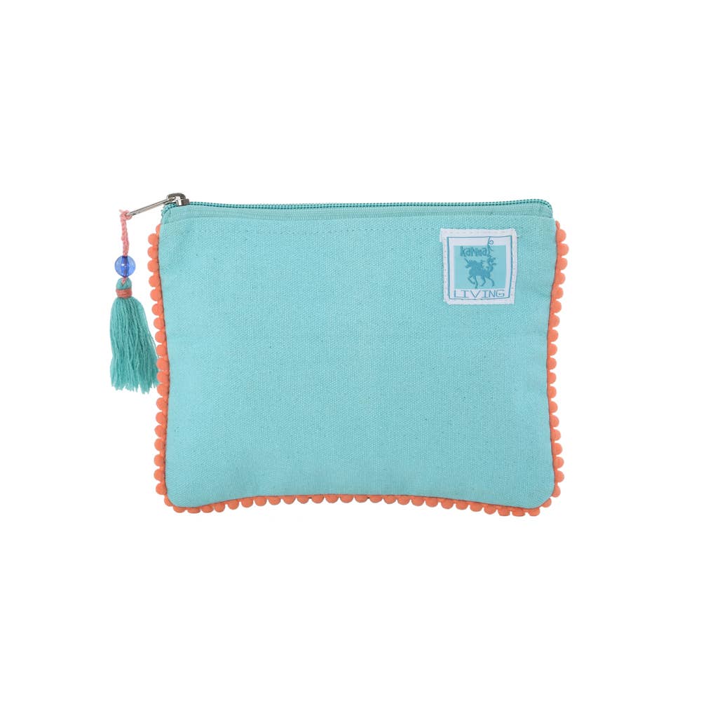 Multi-Pig Aqua Canvas Pouches 6x8