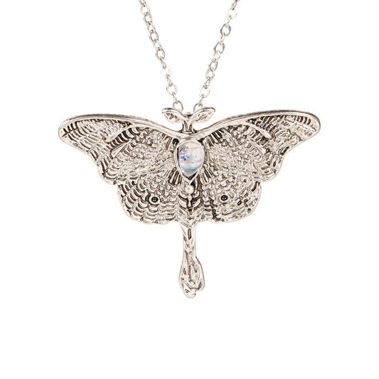 Silver Moth Necklace