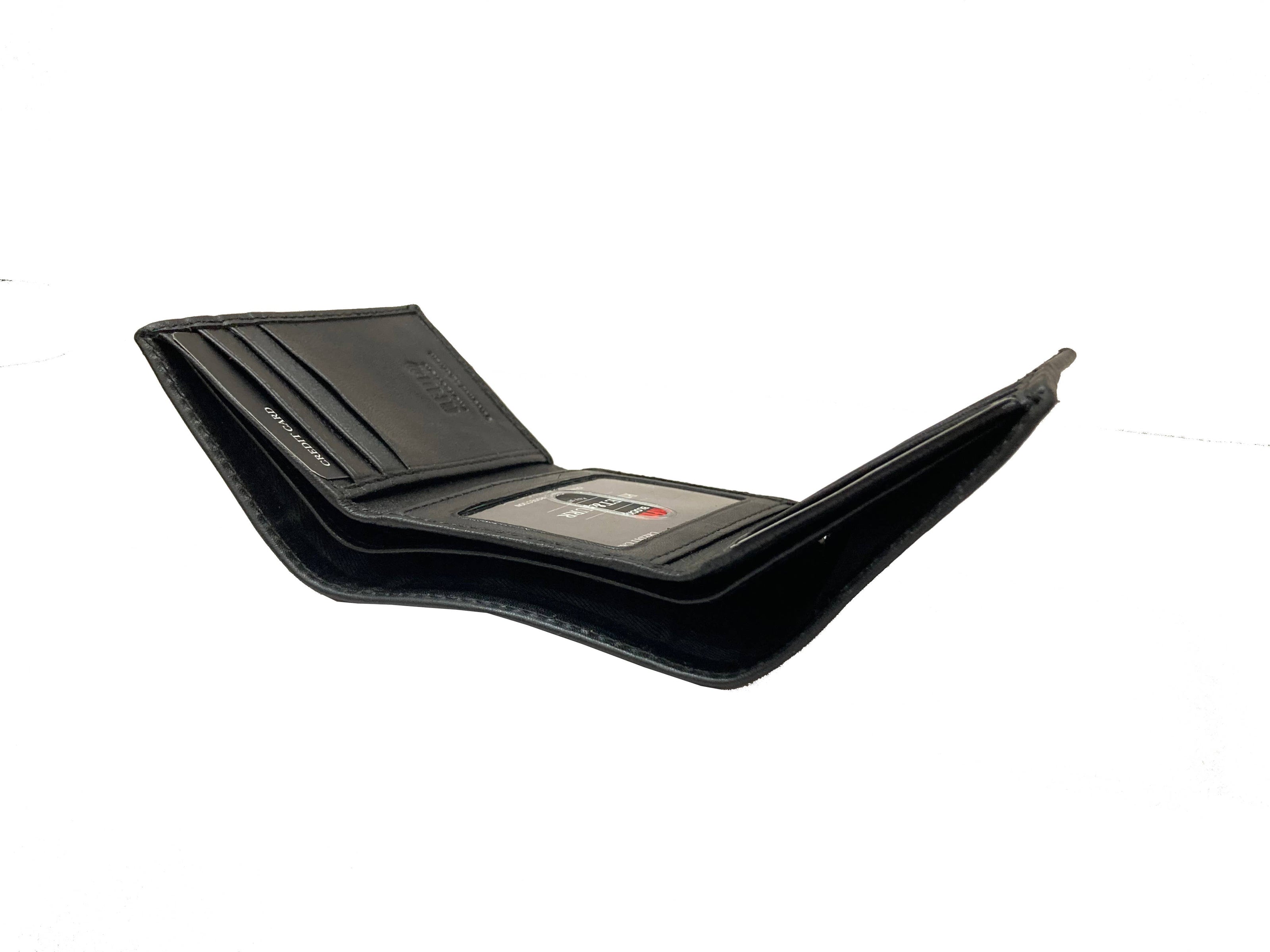 Double Stitch Leather Trifold Wallet