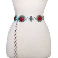 Oval Concho Belt with Faux Stone
