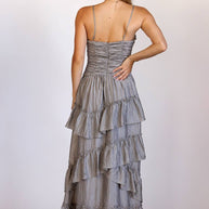 Silver Crinkle Maxi Dress