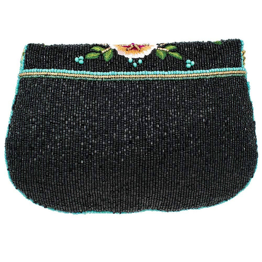 Hand-Beaded Black Butterfly Crossbody
