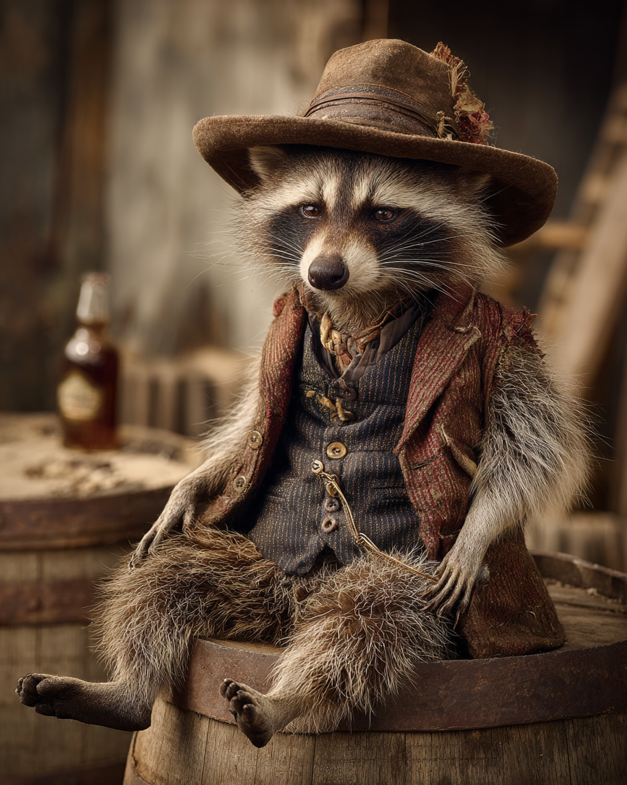 Hard Day Raccoon Art Print