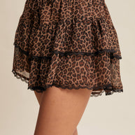 Leopard Tiered Lace Skort