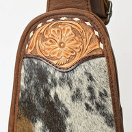 American Darling Hair-On Cowhide Western Leather Sling Bag - Hand-Tooled
