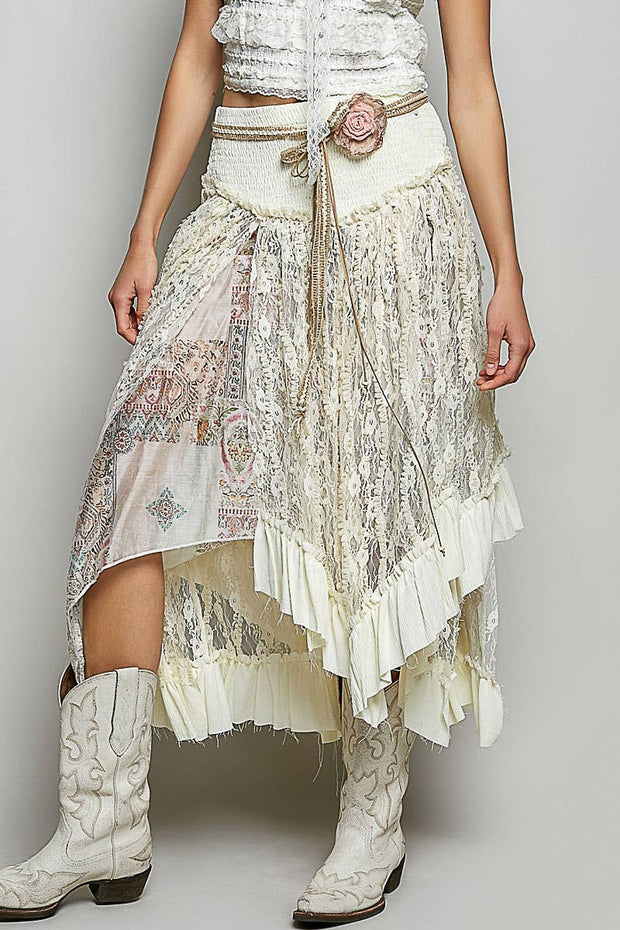 Reverse Ruffle Lace Skirt