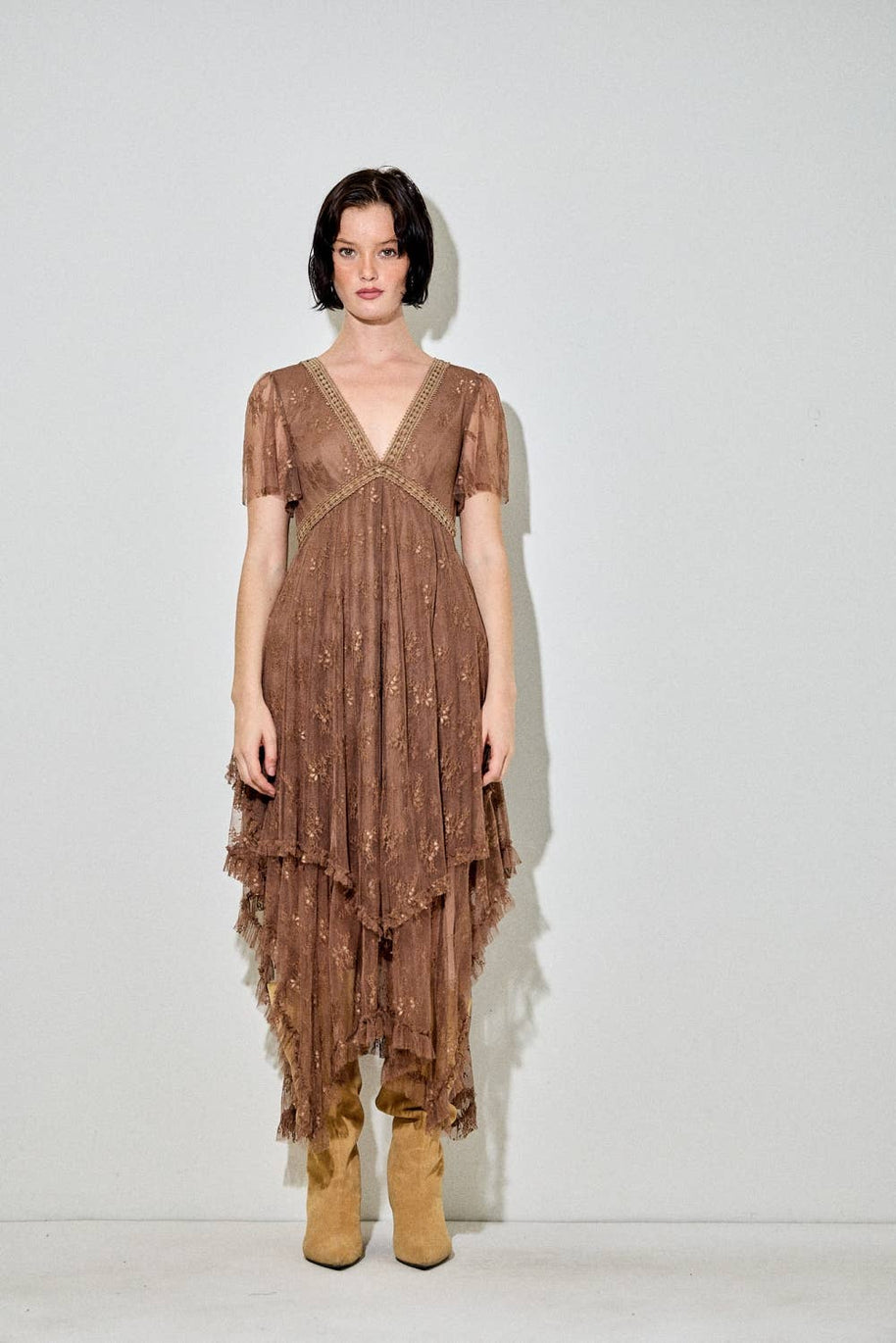 Embellished Lace Hem Dress