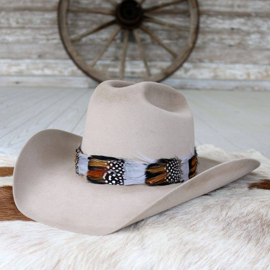 Western Feather Grey Hat Band