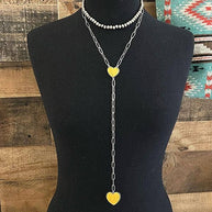 Turquoise Heart Lariat Necklace