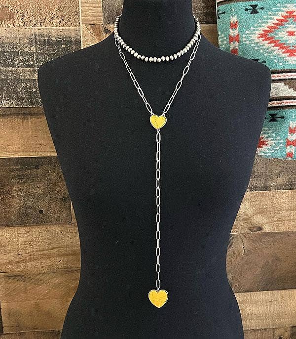 Turquoise Heart Lariat Necklace