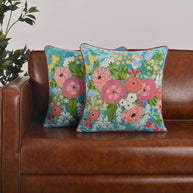 Spring Turquoise Camouflage Velvet Pillow 18X18