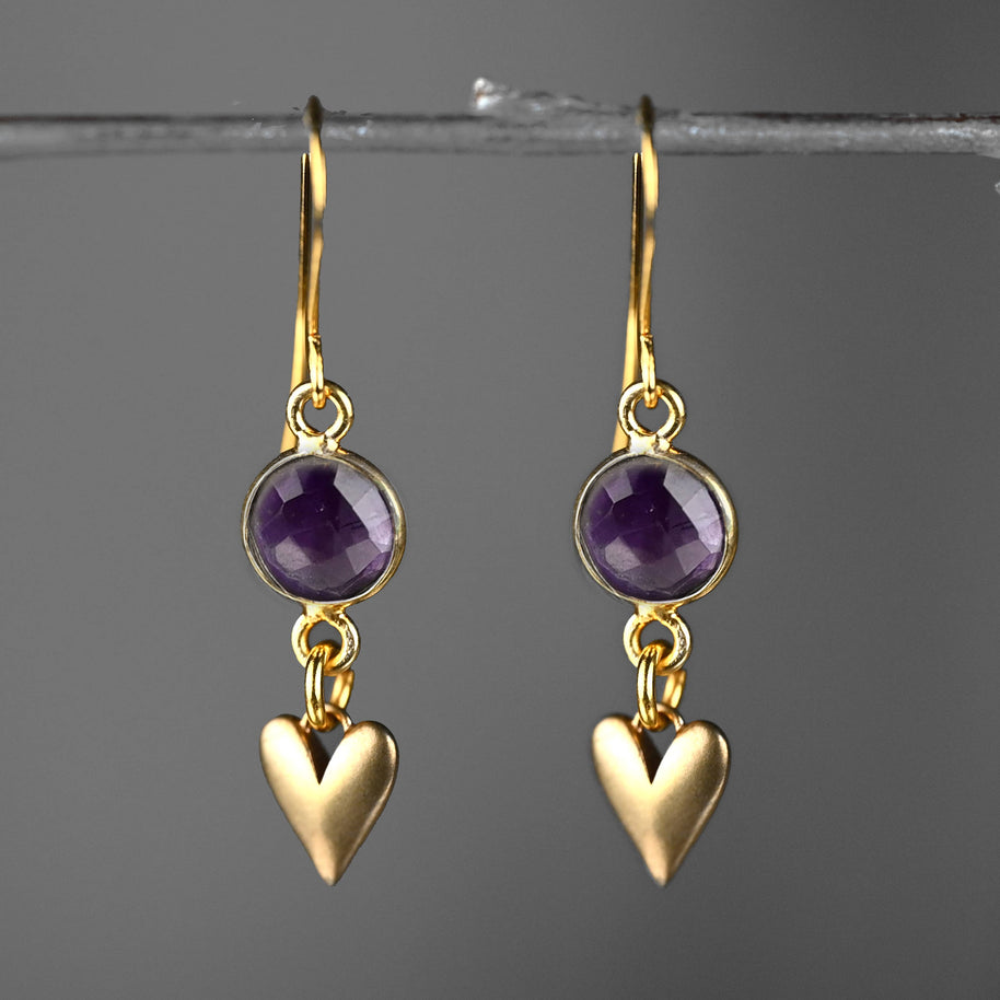 Brass Turquoise + Heart Earrings
