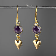 Brass Turquoise + Heart Earrings