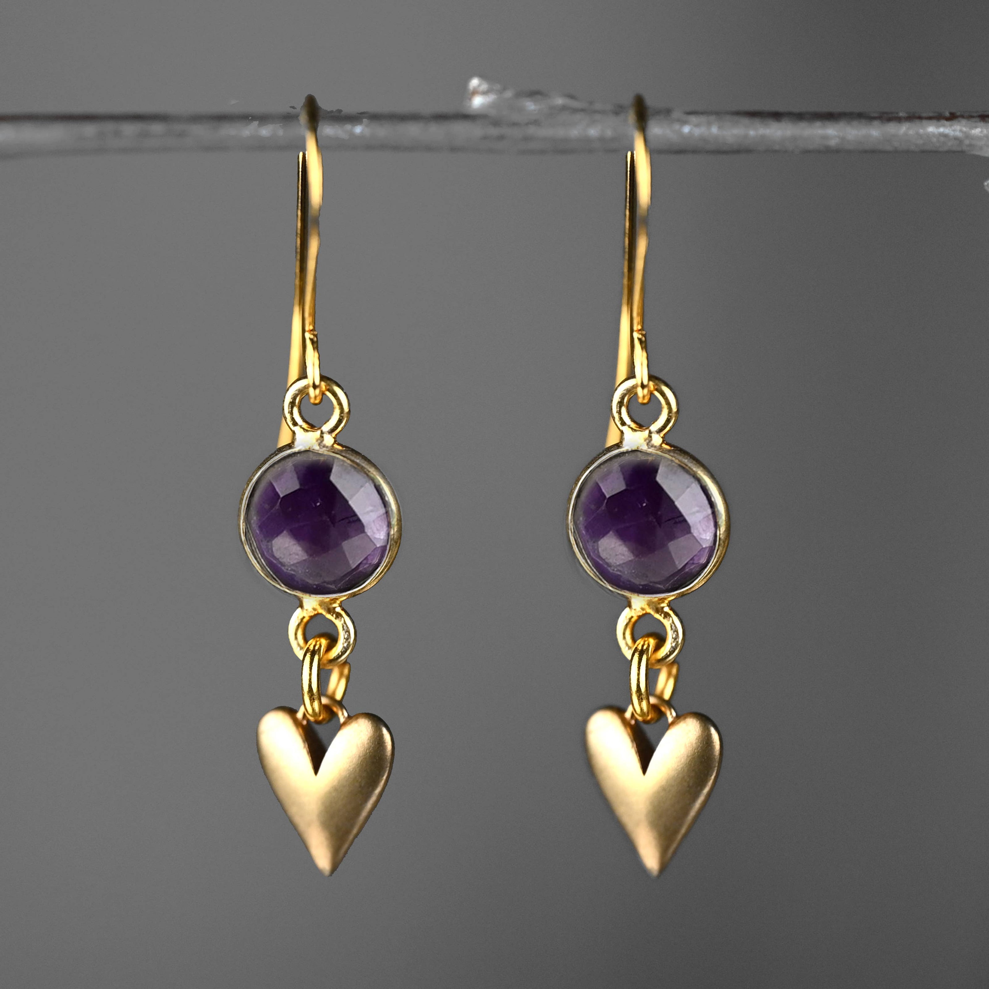 Brass Turquoise + Heart Earrings