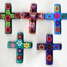 Hand-painted Ceramic cross magnets assorted