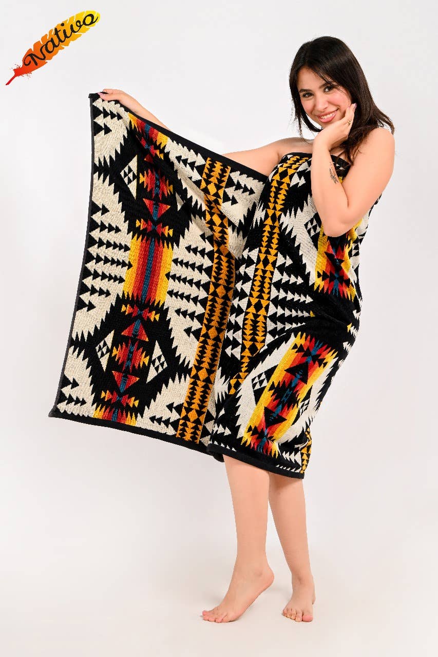 Beach Towel, Santa Fe White & Black