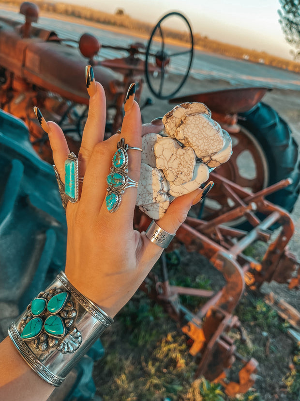 Marietta White Slab Stone Belt Buckle