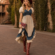 Western Ruffle Dress, Latte