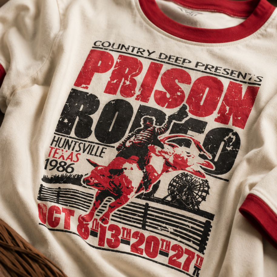 Prison Rodeo Ringer Crop T-Shirt