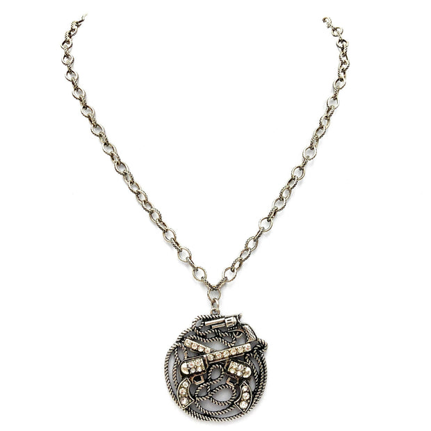Rhinestone Pistol Necklace with Earrings