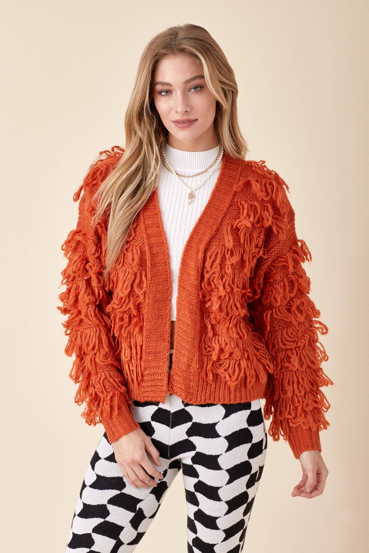 Orange Fringe Cardigan