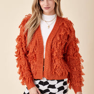 Orange Fringe Cardigan