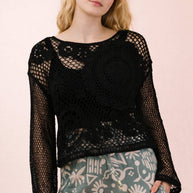 Crochet Long Sleeve Knit Top