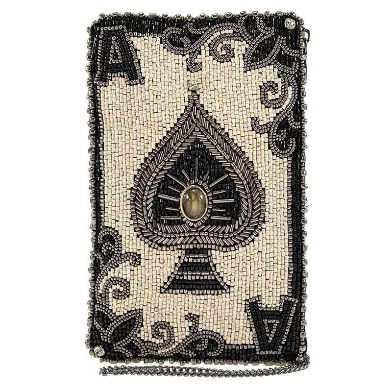 You're Aces Beaded Ace of Spades Crossbody Phone Bag