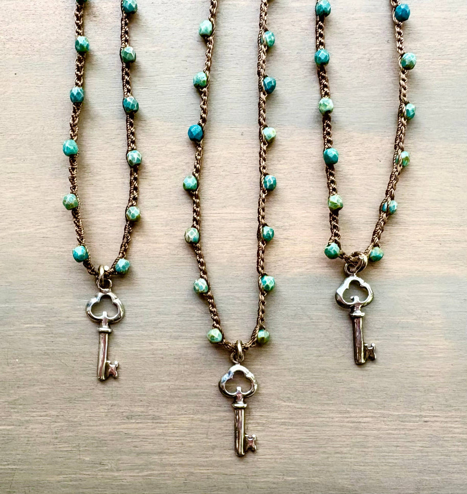 Dainty Sterling Silver Key Charm Necklace