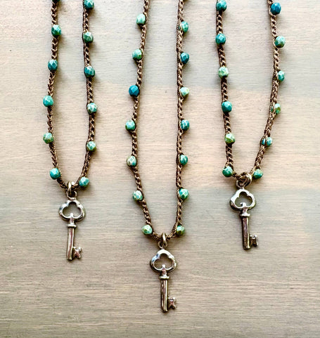 Dainty Sterling Silver Key Charm Necklace