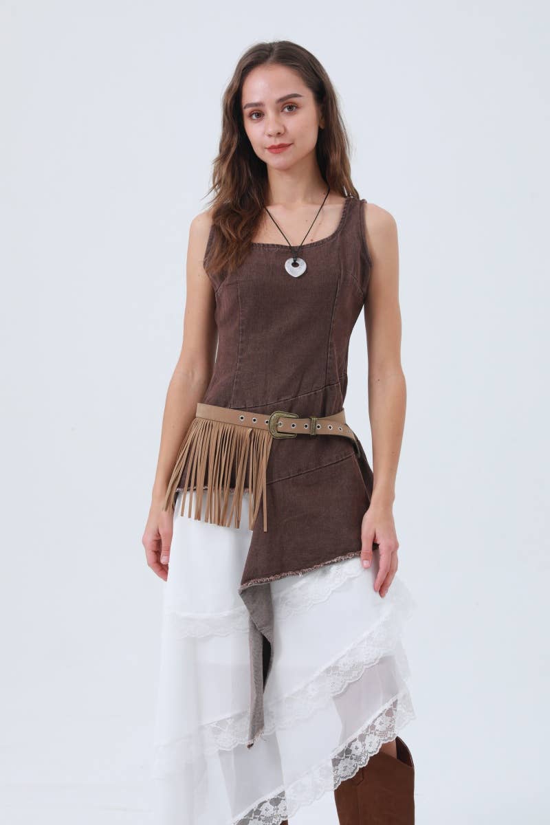 Western Fringe Belt – Antique Buckle & Tassel