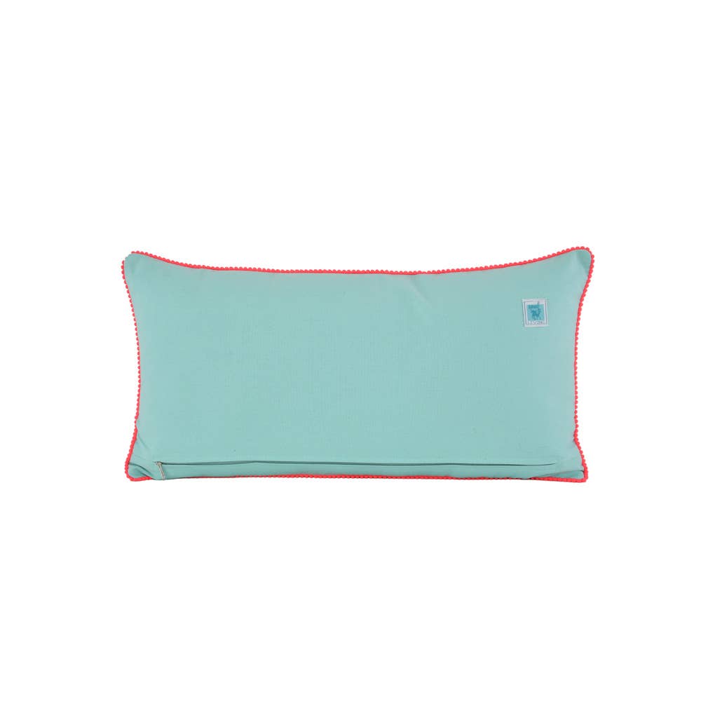 Aqua Velvet Embroidered Pillow, 28