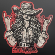 Iron On Trucker Hat Patch - Faux Leather Rockin Cowgirl
