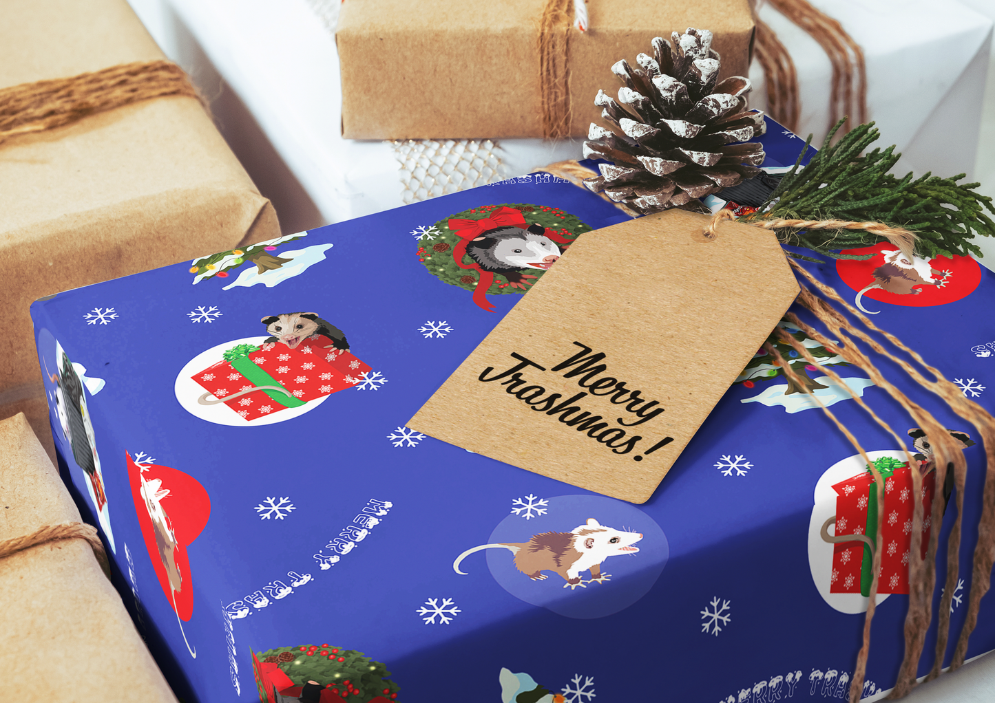 Merry Trashmas Wrapping Paper - Possum Christmas Gift Wrap