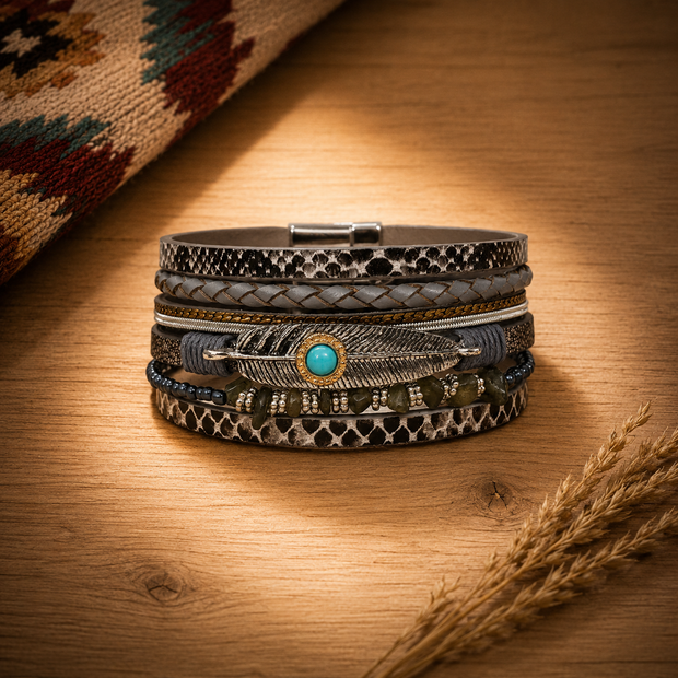 Grey Boho Wrap Bracelet