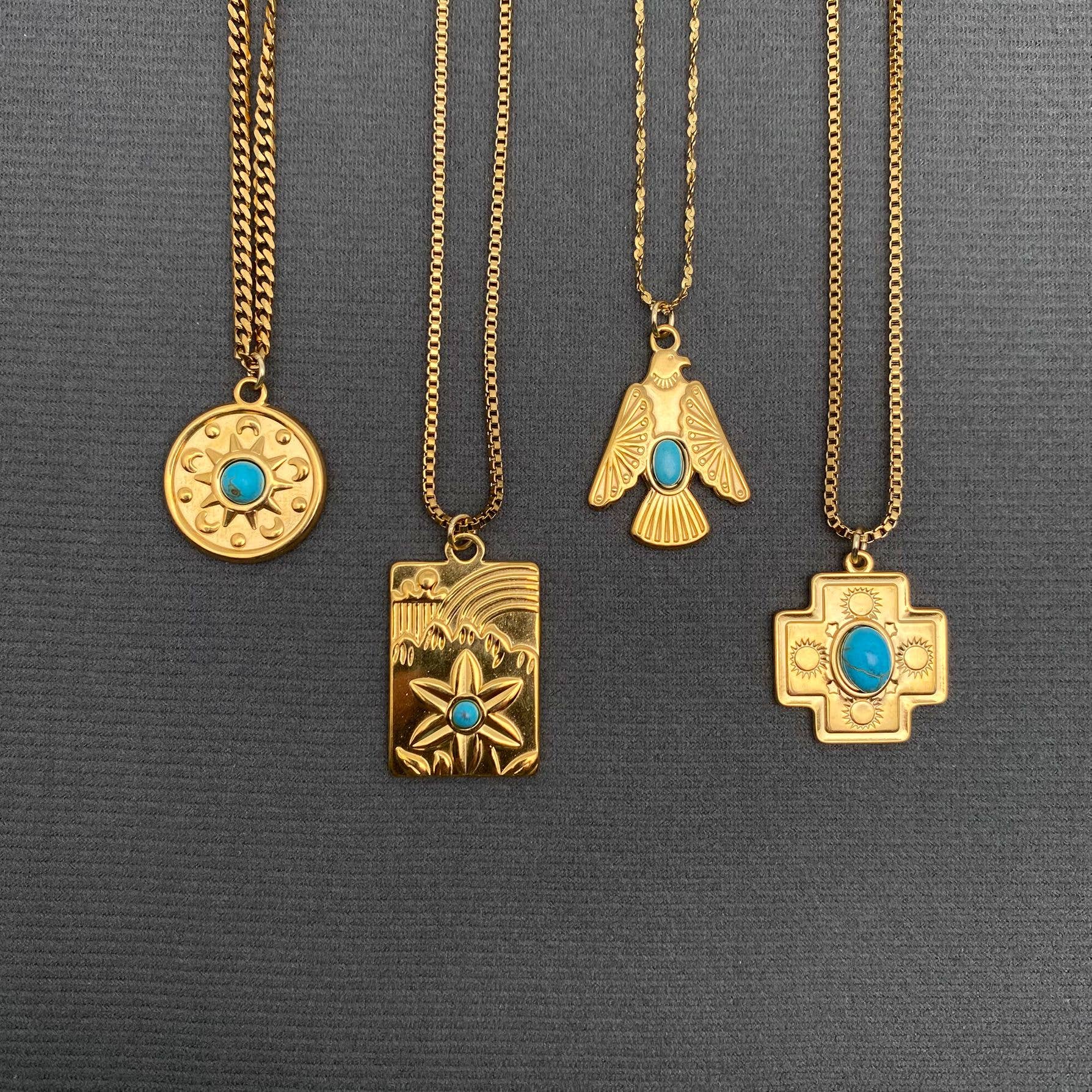 18K GP S.Steel Charm Necklace