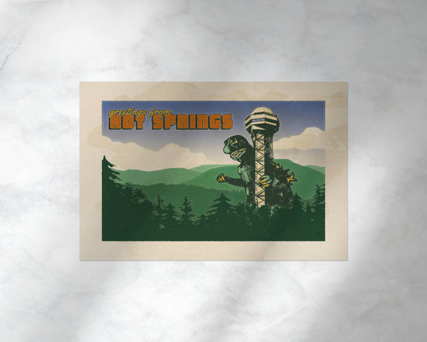Hot Springs Godzilla Invasion Postcards