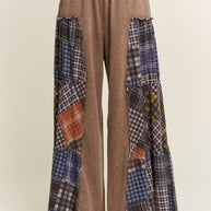 Mineral Washed Tiered Plaid Wide Flare pants HP6675