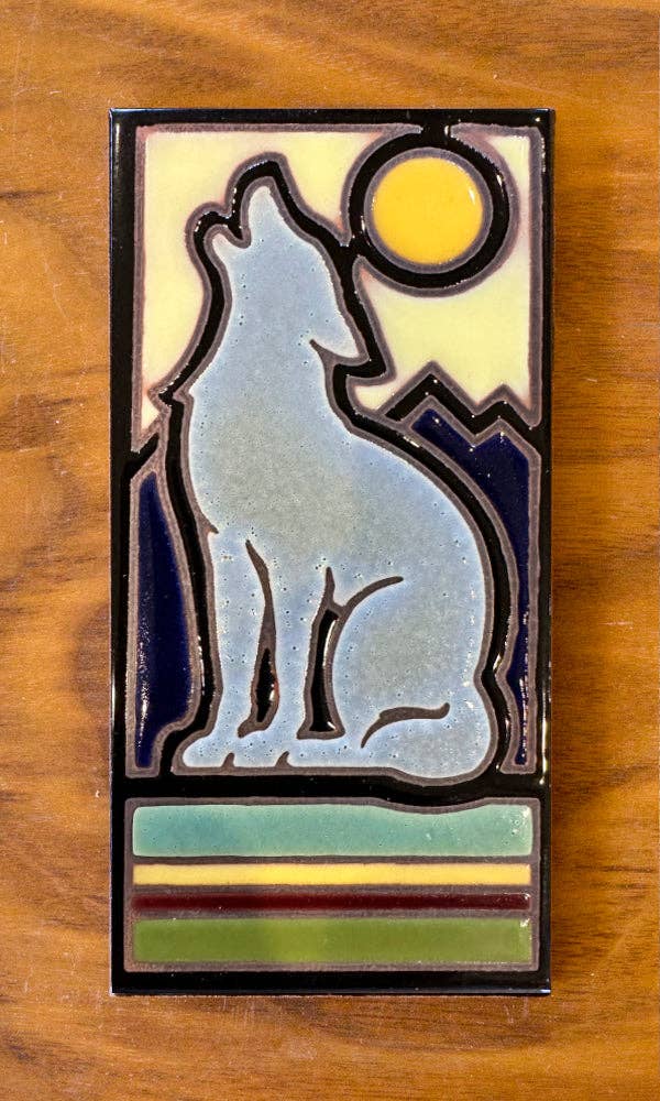 Retro Coyote Handpainted Tile: Palette #3